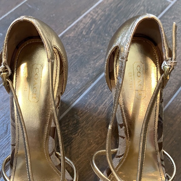 Authentic Coach - Gold cork wedges - Picture 5 of 9